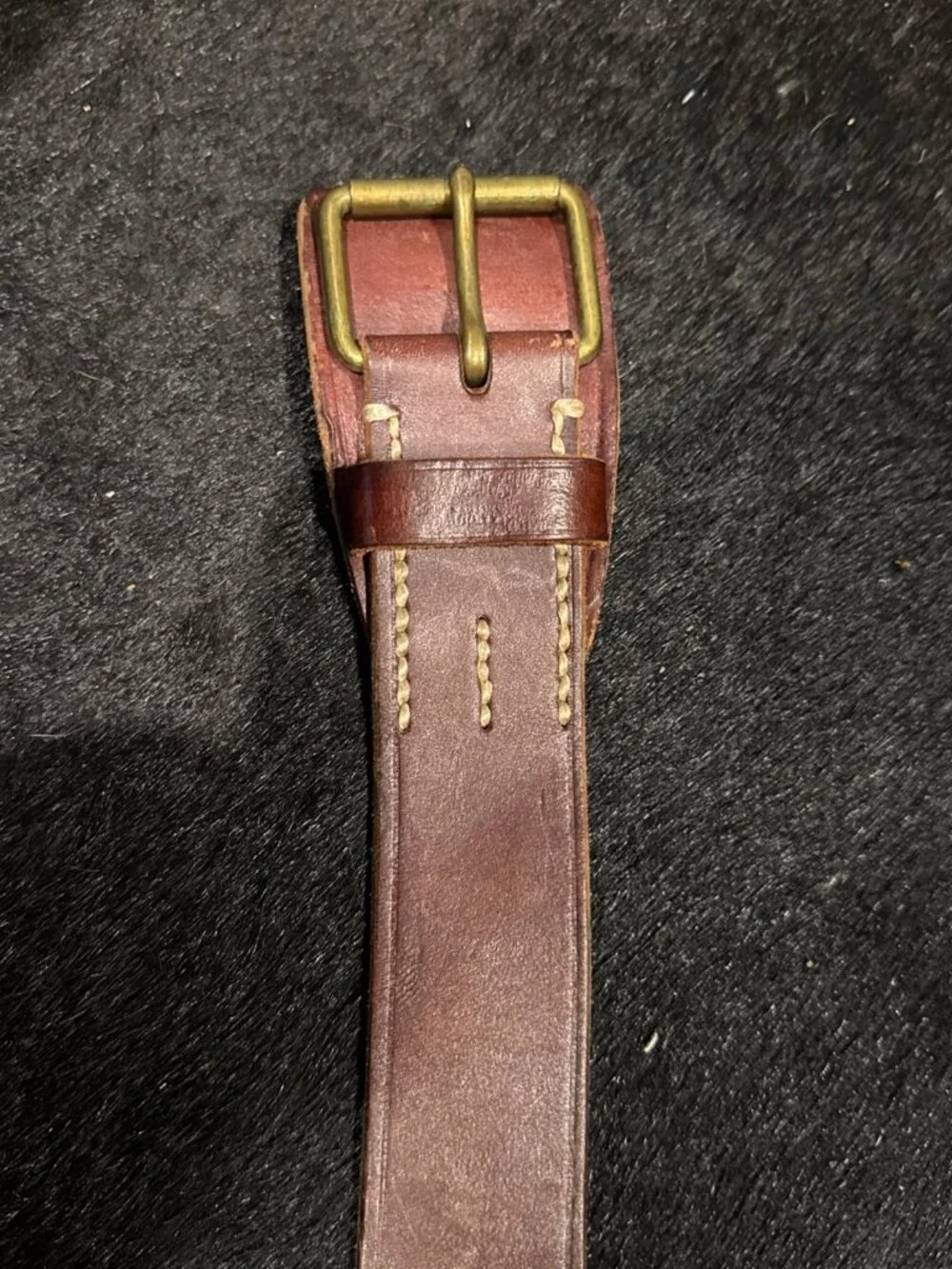 Polo Ralph Lauren Brass Buckle Italian Saddle Leather Belt 63 inches long Sz 56